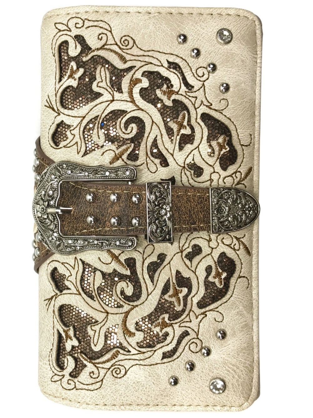 Western Rhinestone Laser Cut Buckle Crossbody/Wallet NWT - Picture 3 of 5